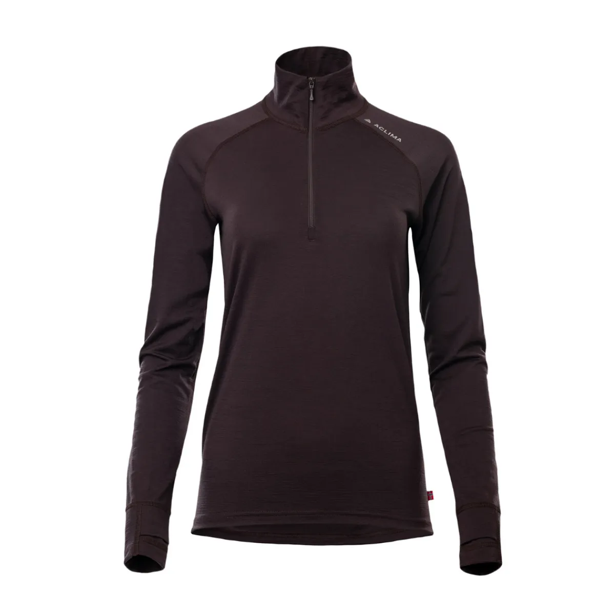 LightWool 180 Polo w/zip, dame (Chocolate Plum)-ACLIMA Clearance