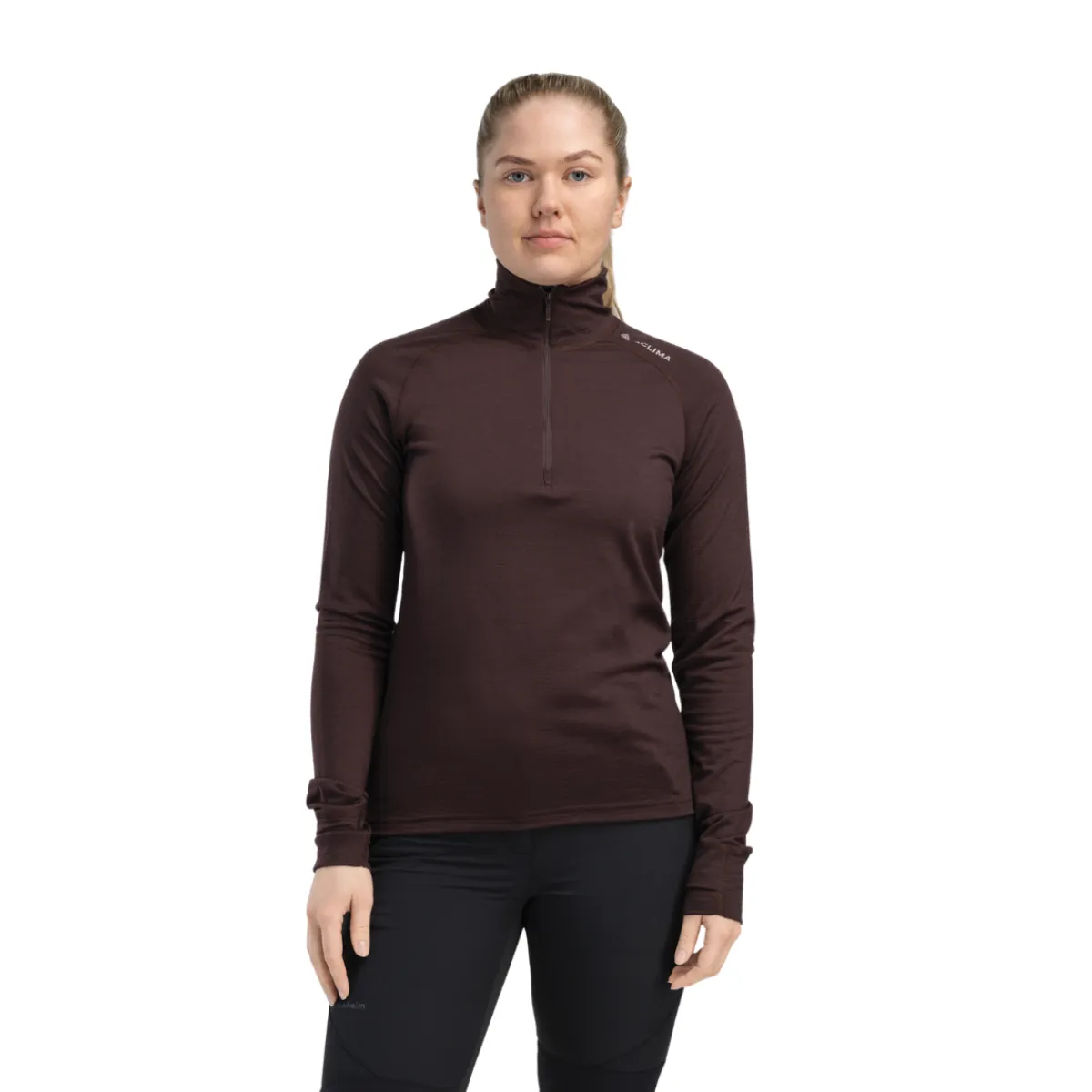 LightWool 180 Polo w/zip, dame (Chocolate Plum)-ACLIMA Clearance