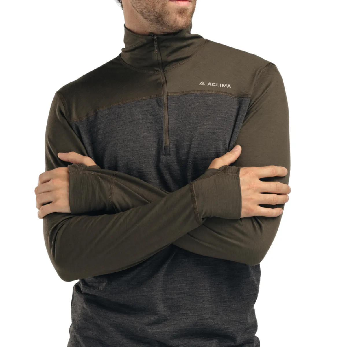 LightWool 180 Polo w/zip, herre (Tarmac Marengo)-ACLIMA