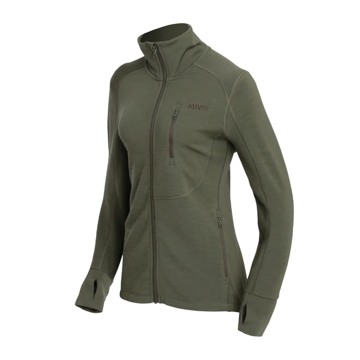 Adventure Mid Wool fleece, dame (Khaki)-ASIVIK Sale