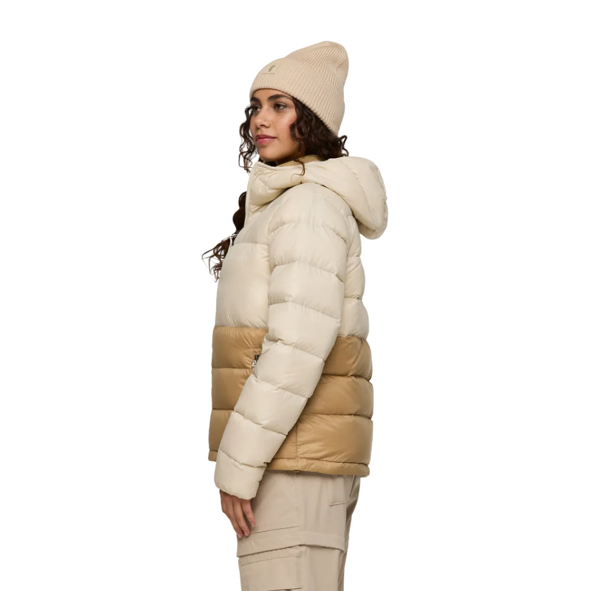 Fuego Max Down Hooded Dunjakke, dame (Cream and Khaki)-COTOPAXI Online