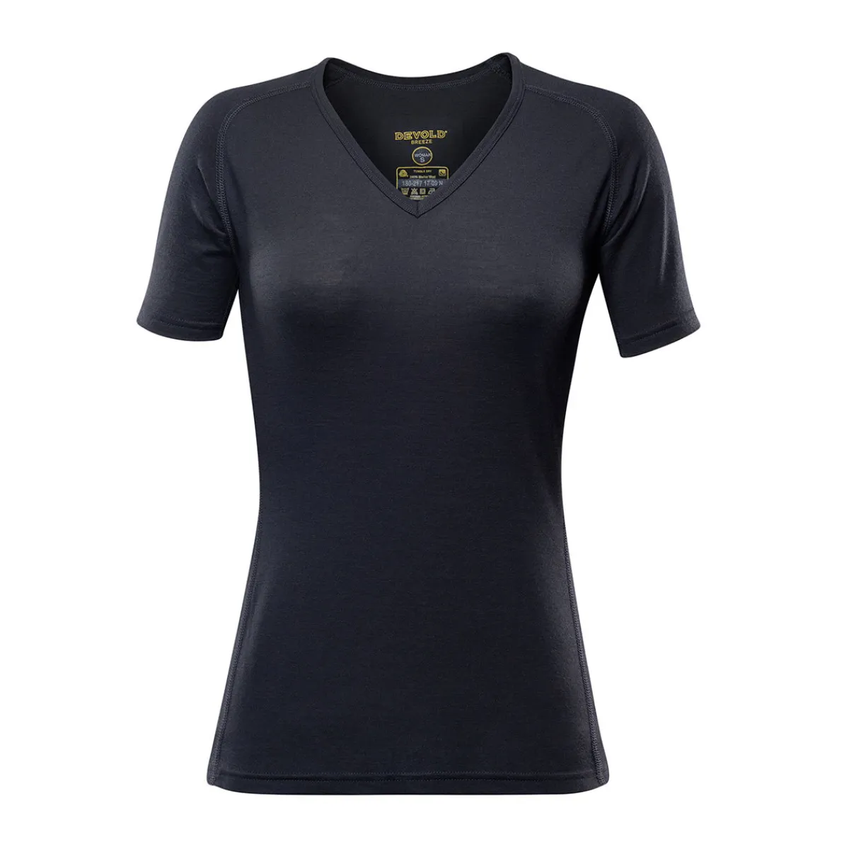 Breeze Merino 150 T-shirt V-neck, dame (Black)-DEVOLD Online