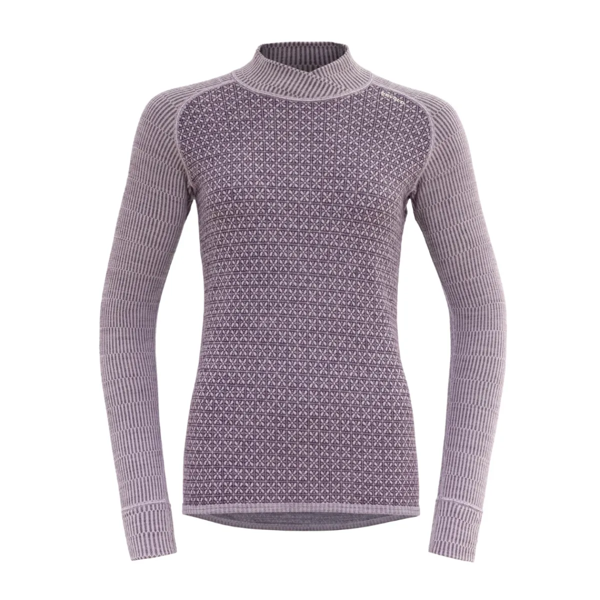 Kvitegga Cross Neck, dame (Orchid)-DEVOLD Outlet