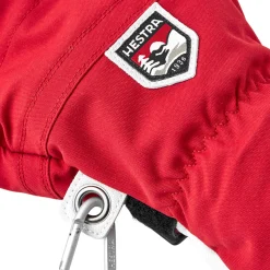 Army Leather Heli Ski 3-finger skihandske (Red)-HESTRA Online