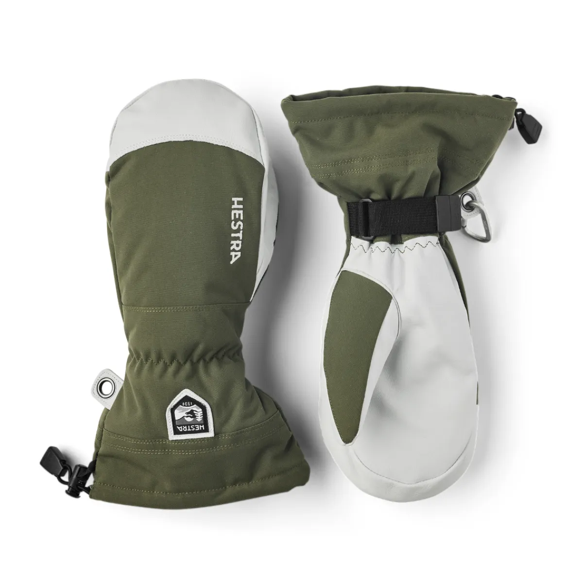 Army Leather Heli Ski Mitts skiluffer (Olive)-HESTRA Outlet