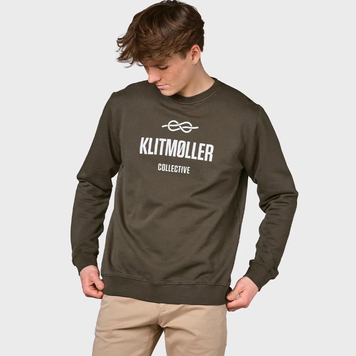 Klitmøller Collective Logo Crew, herre (Olive)-KLITMØLLER COLLECTIV Clearance