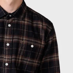 Klitmøller Collective Rocco Skjorte, herre (Brown Check)-KLITMØLLER COLLECTIV