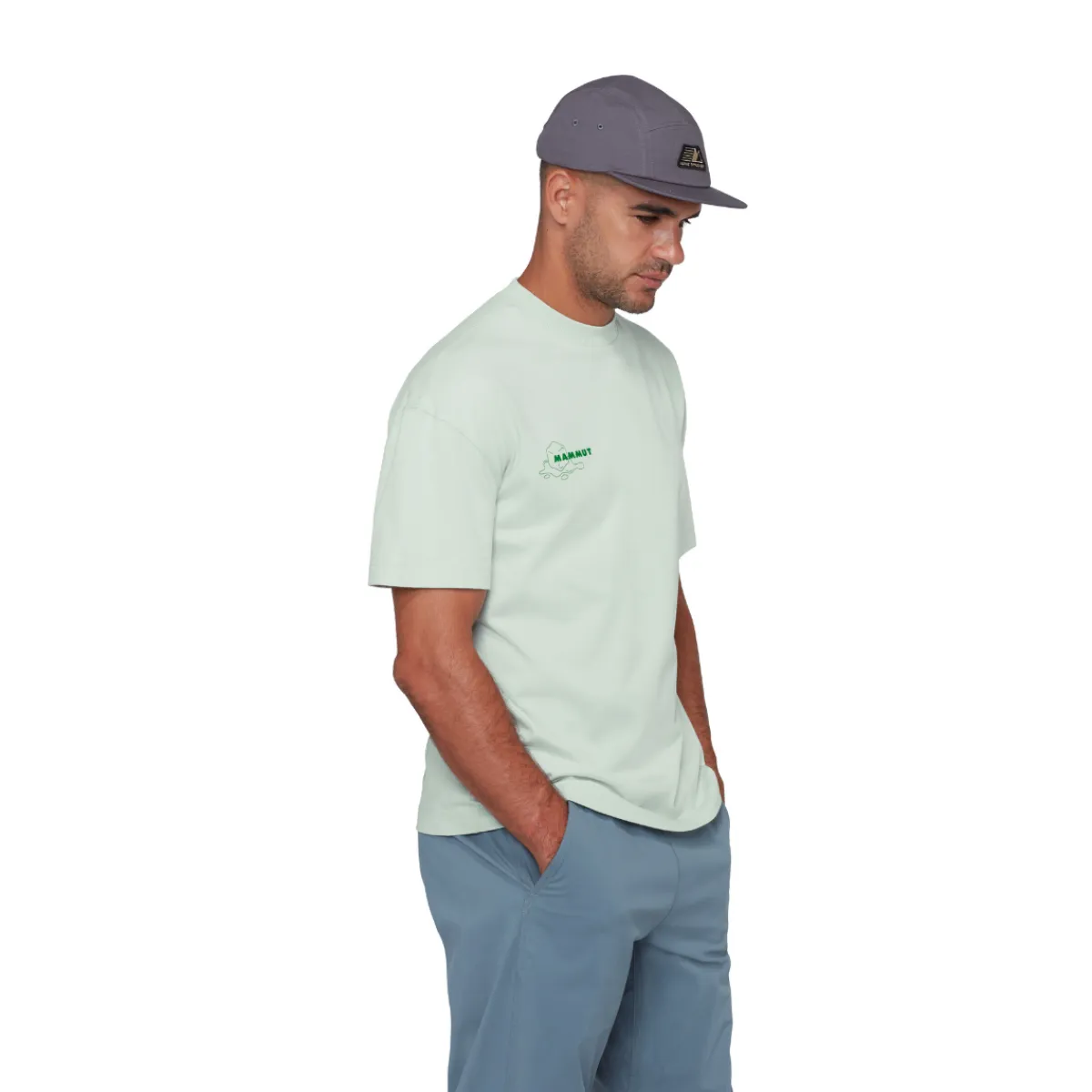 Base Relaxed T-Shirt Glacier, herre (Silver Sage)-MAMMUT Outlet