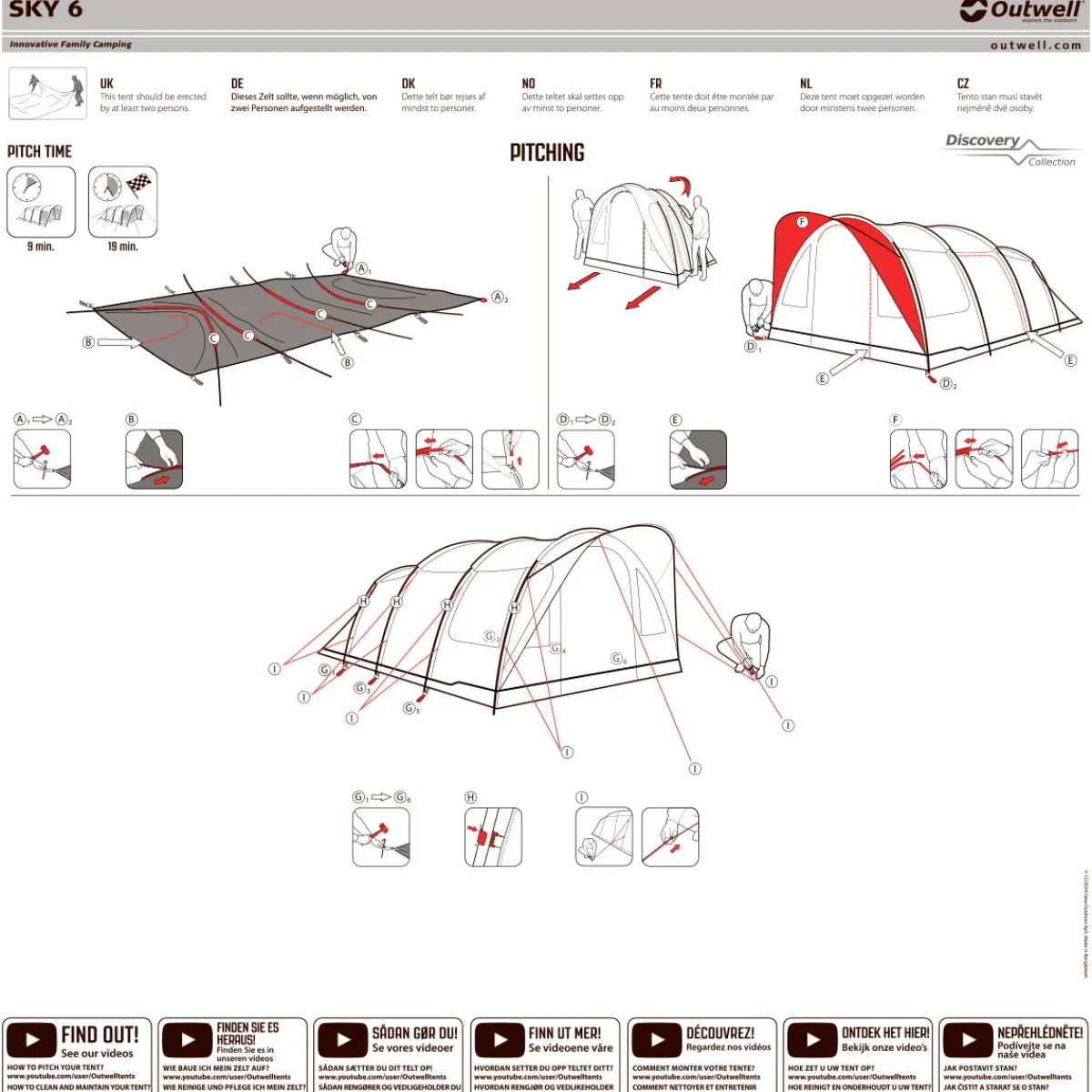 Sky 6 campingtelt, 6 personer (Blue)-OUTWELL New