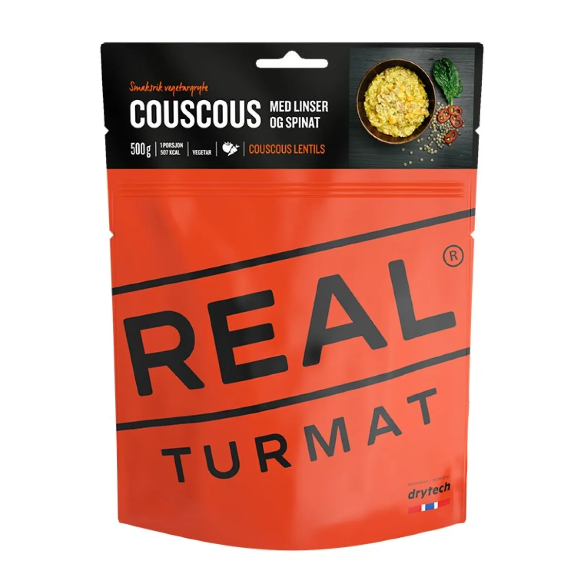 Couscous med linser og spinat (vegetar)-REAL TURMAT Online