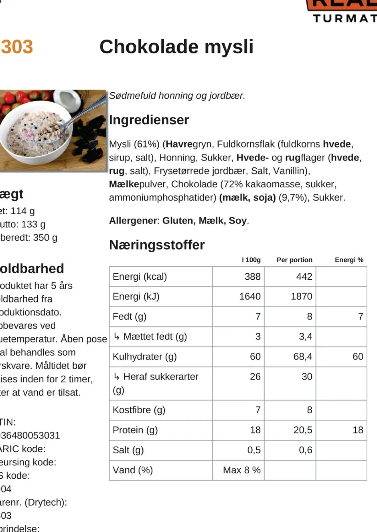 Morgenmad m. Choko-REAL TURMAT Best
