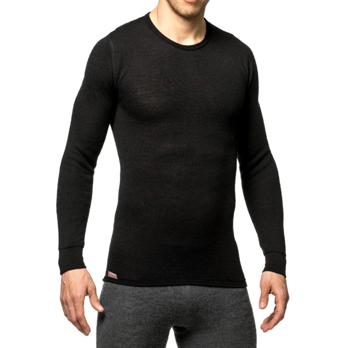 Crewneck 200 uldundertrøje, unisex (Black)-WOOLPOWER Clearance