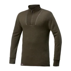 Zip Turtleneck 200 uldundertrøje, unisex (Pine Green)-WOOLPOWER
