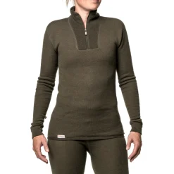 Zip Turtleneck 200 uldundertrøje, unisex (Pine Green)-WOOLPOWER