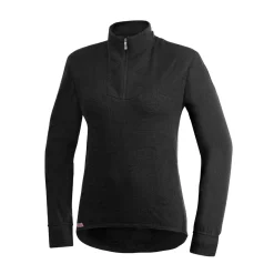 Zip Turtleneck 200 uldundertrøje, unisex (Black)-WOOLPOWER Best