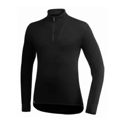 Zip Turtleneck 200 uldundertrøje, unisex (Black)-WOOLPOWER Best