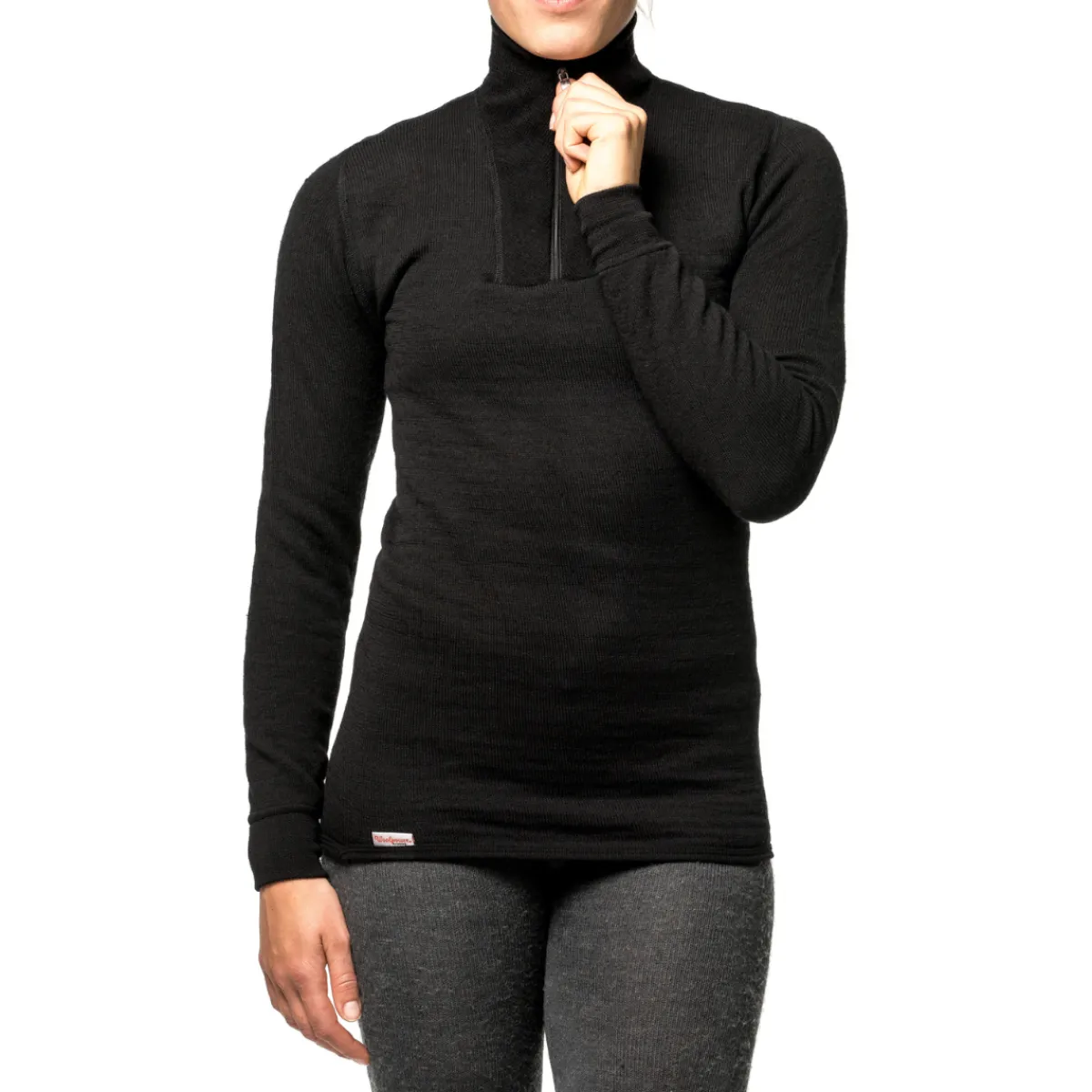 Zip Turtleneck 200 uldundertrøje, unisex (Black)-WOOLPOWER Best