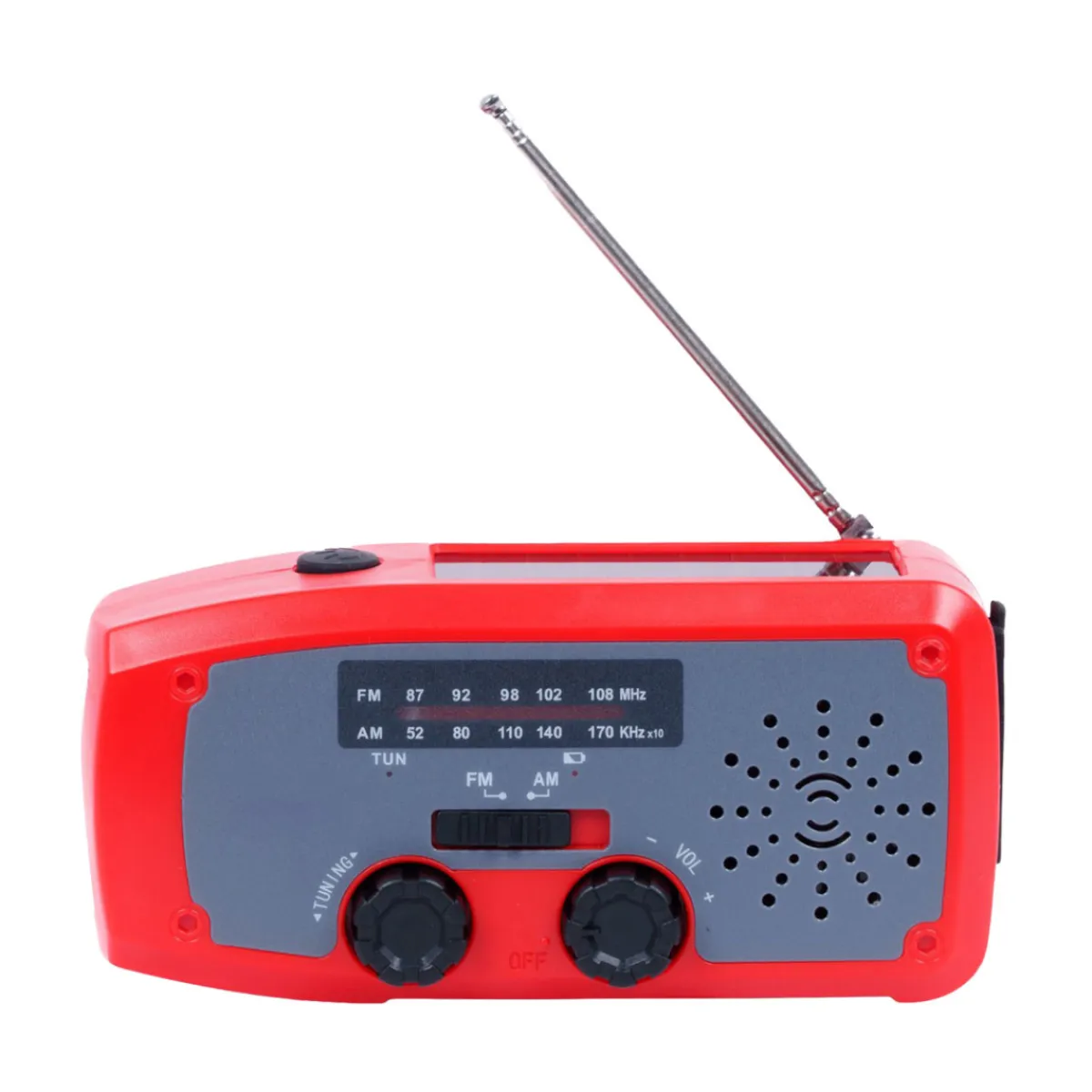 XCEED Solar Emergency Multi Radio 2000 mAh - nødradio med håndsving (Red)-DIVERSE Clearance
